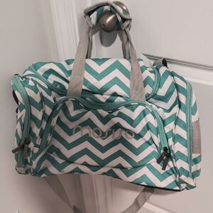 Mosiso Supply Co. Aqua Chevron Baby Bag With Attachable Crossbody Strap